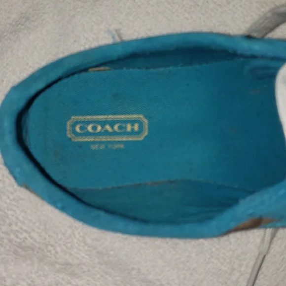 Coach Yolanda Lace Up Sneaker Shoes Teal Brown Purple Size 7M - Picture 4 of 6